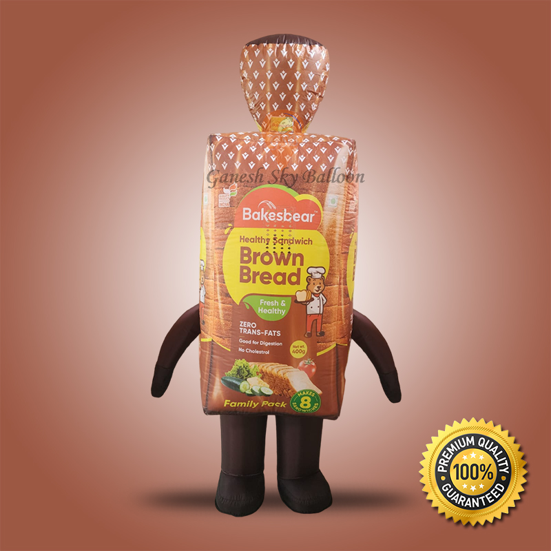 Brown Bread Advertising Walking Character, Air Inflatable, 6 feet